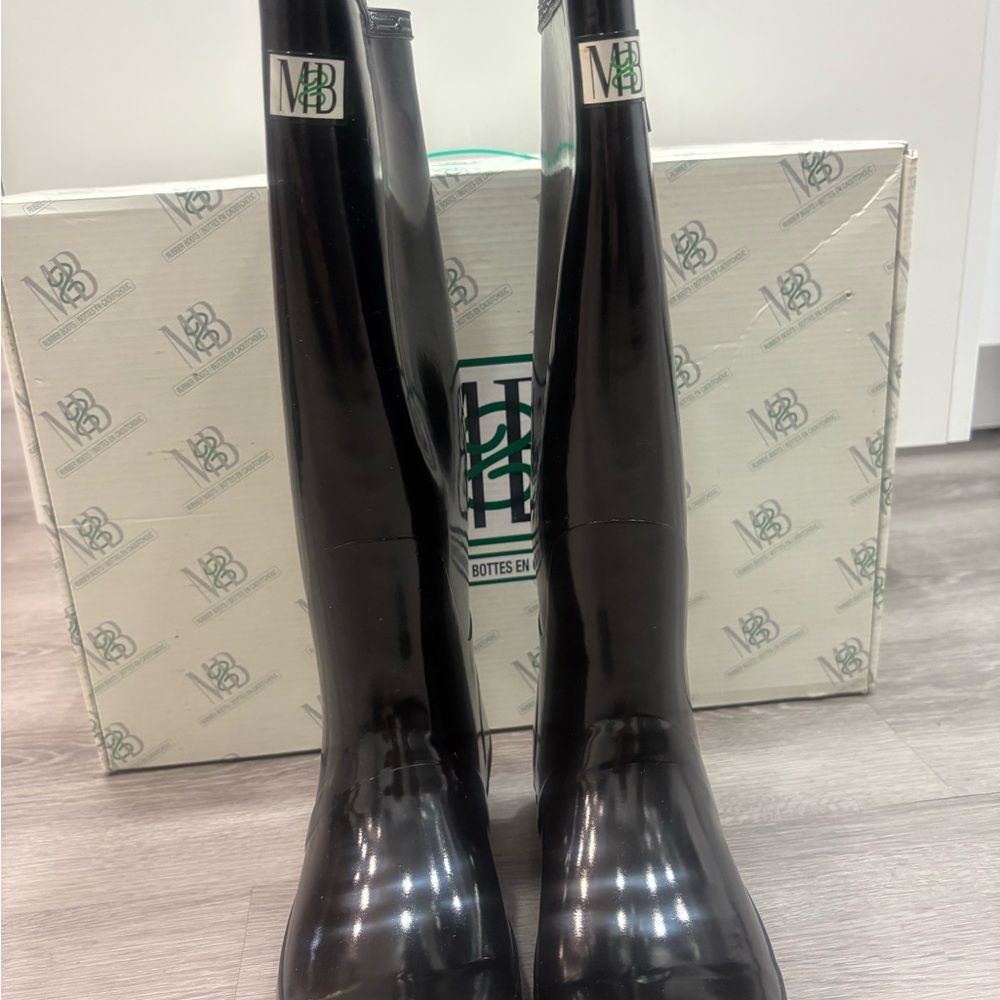 Moneysworth & Best Women's Black Gloss Rain Boots